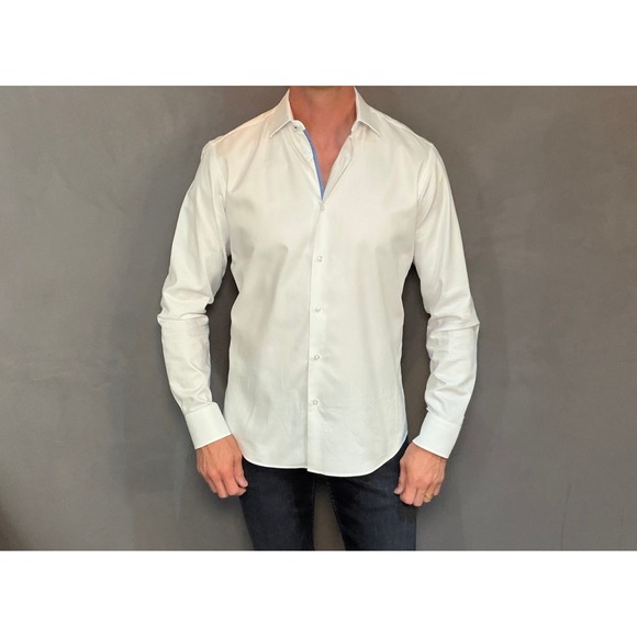 Hugo Boss Men's Dress Shirt Regular Fit White Organic Cotton Size 39 / 15.5 - Picture 1 of 11